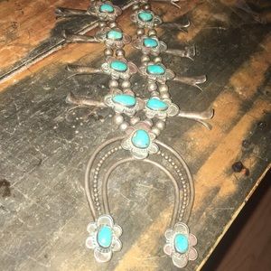 1900s squash blossom necklace silver and turquoise